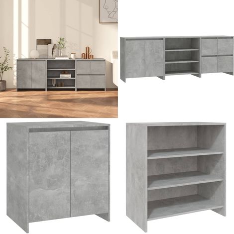 3-tlg. Sideboard Betongrau Holzwerkstoff - Holzwerkstoff - Betonfarbe (1/5)