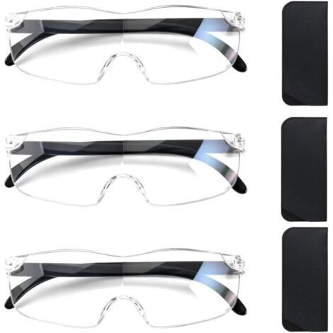 Set of 3 Magnifying Glasses 300%, 500% and 800% Anti Blue Light, Reading Magnifier for Seniors and Craftsmen, Comfortable TR90 Frame, Ideal for Sewing, Repair and Fine Reading (1/5)