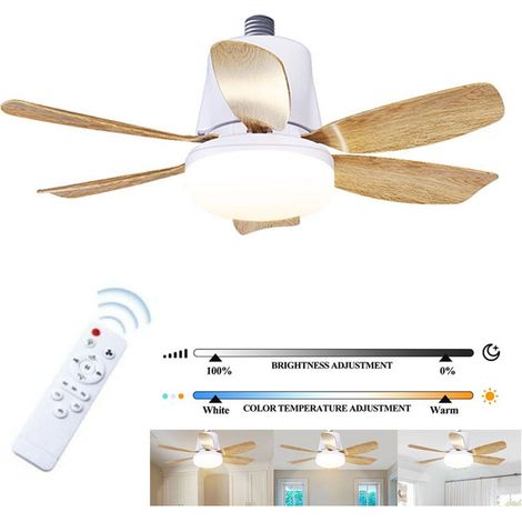 Mini ventilateur de plafond avec éclairage, 47 cm, LED à intensité variable, petit ventilateur de plafond, 30 W, douille non incluse. (1/5)