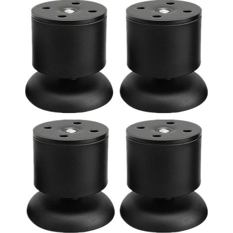 Lot De 4 Pieds Noir - 6cm De Meuble Réglable Pieds De Table En Acier Inoxydable Avec Tapis En Caoutchouc Et Vis (1/5)