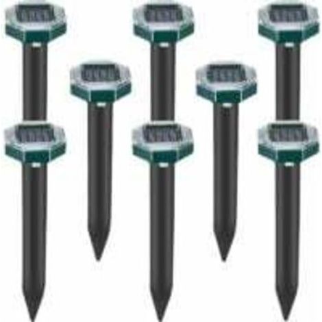 Lot de 8 pics repulsifs a ultrasons pour taupes, serpents et campagnols a energie solaire pour pelouse, jardin et cour, repulsif a sardines