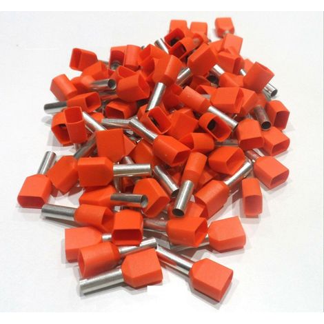 Embouts de cablage pré-isolé double 2x 4 mm² orange le lot de  100 pièces