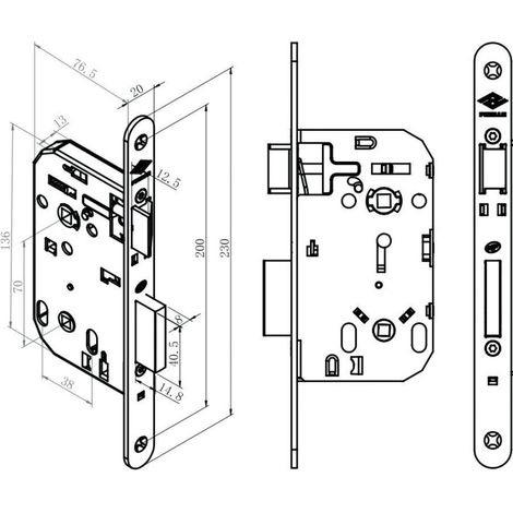 Verrou jpm px6000-02-1j mécanisme cane bolt acier 77x136 cm (1/2)