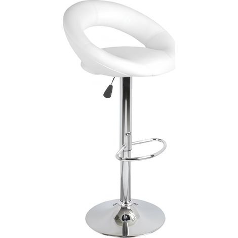 Tabouret de Bar, assise blanche, diam 54 hauteur 80/100 cm (1/2)