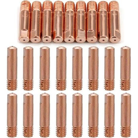 Reboot 40 pièces MB15 15AK buses de gaz buses de contact porte-buse 0,8/1,0 mm MIG/MAG consommables pour torche de soudage pointes de contact MIG machine de soudage MIG(20pc-0.8mm,20pcs-1.0mm) (1/4)