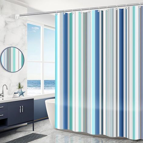 Ensemble rideau de douche sans perçage, épais, imperméable et anti-moisissure, avec un motif floral rustique, 120180 cm, rideau de séparation. (1/4)