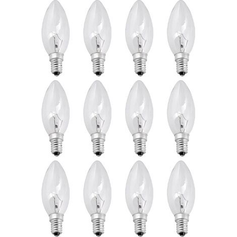 Ampoule Bougie - 40 W - E14 - Blanc Clair - Incandescence - 360° - IRC 80 - Dimmable - 12 Pièces (1/5)