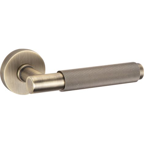 Poignée de porte sur rosace ronde en Zamak - Finition Bronze Mat - Réf. RS-510 (1/5)