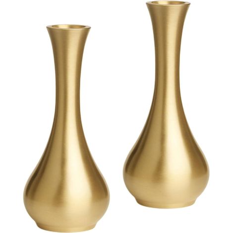 Lot de 2 Petits Vases en Laiton Doré Design Compact, pour Décoration de Bureau et Arrangements Floraux Élégants Table (1/5)
