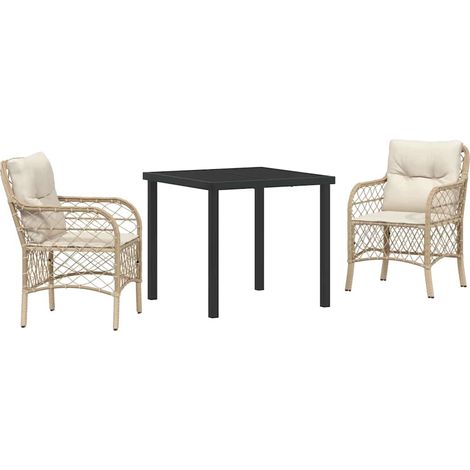 Ensemble de salle à manger pour jardin 3 pcs,Salon de jardin Beige Poly rotin CFW43739 (1/5)