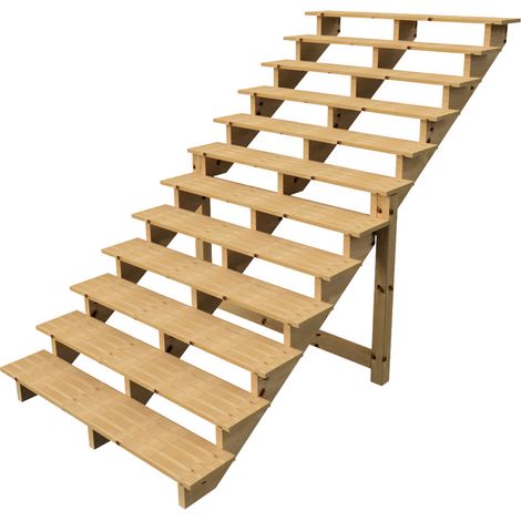 Berlin Escalier extérieur bois 12 marches H 207cm L-160cm - sans contre marche