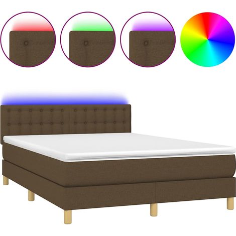Maison Exclusive - Letto a Molle Materasso e LED MarroneScuro 140x190cm in Tessuto (1/5)