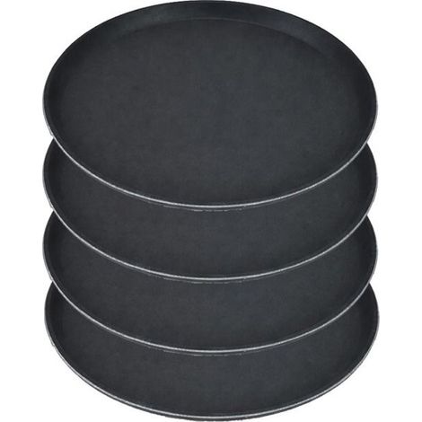 Plateau - JUANIO - Lot de 4 - Rond Ø45 cm - Surface antidérapante - Noir (1/5)