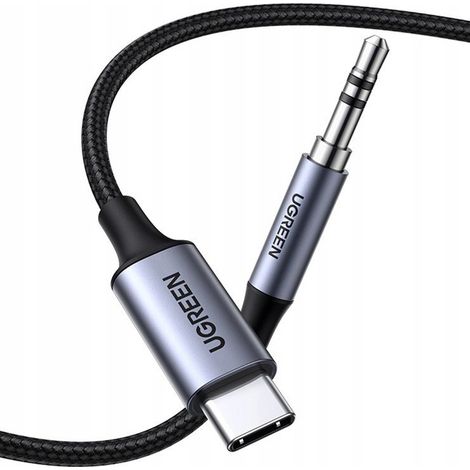 Cavo audio stereo AUX mini jack 3,5 mm - USB-C per telefono tablet 1m nero (1/5)