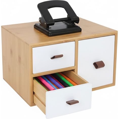 Schubladenbox aus Bambus, 3-Schubladen-Organizer für Zuhause