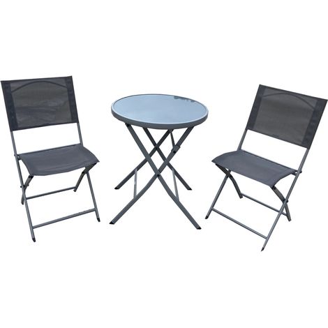 set da giardino pieghevole eurogarden "azalea"  grigio 2 sedute e tavolino