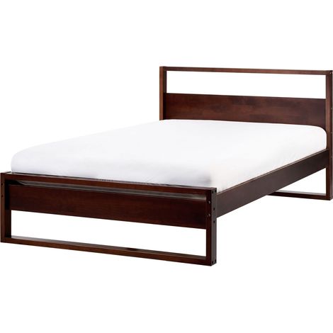 EU Double Bed Frame Dark Pine Wood 120 x 200 cm 4ft Slatted GIULIA