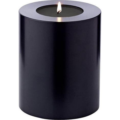 Photophore Bougie Permanente en Plastique Aspect Cire Noir Hauteur 12 cm - PANGIVO (1/5)