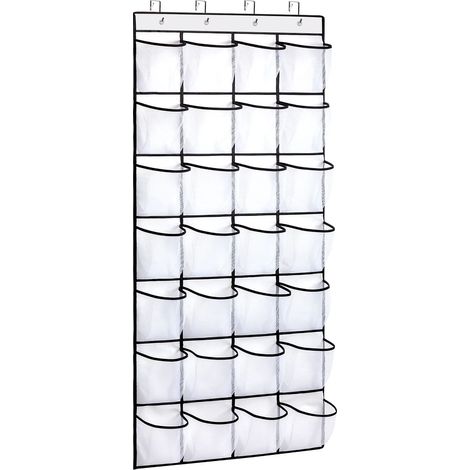 1 pièce - Sac de rangement de chaussures - Sac de rangement multifonctionnel, divers compartiments de rangement - 28 grilles blanc (1/5)