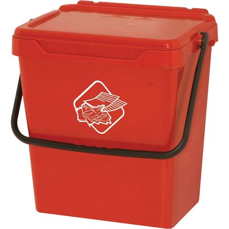 Dmora Cassonetto in polipropilene per raccolta differenziata, Contenitore per rifiuti da 30l, 100% Made in Italy, cm 40x31h39, colore Rosso, con imballo rinforzato
