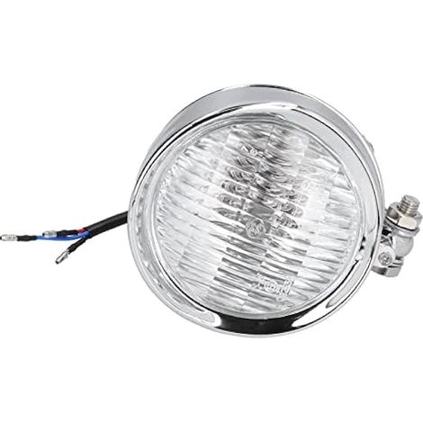 Tbest Phare de Moto, 12V 4in Rétro Phare de Moto Avant Lampe Haute Luminosité Chromé Universel (1/4)