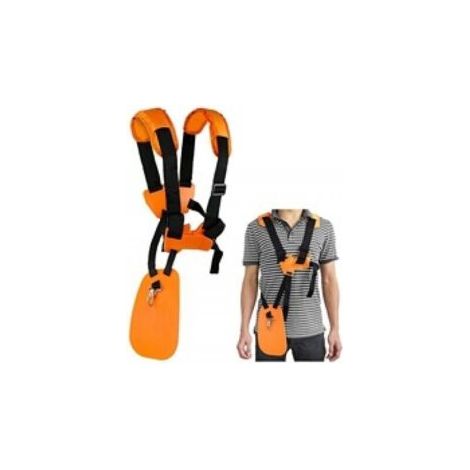 Arnés para desbrozadora - Arnés de doble hombro para cortacésped con cinturón de nailon resistente y ajustable, color naranja. (1/2)