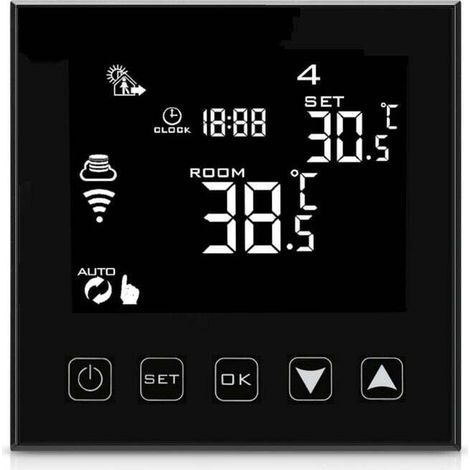 Intelligent Thermostat WiFi Connecté pour Chaudiere/Chauffage au Sol à Eau Filaire Smart Life APP Compatible, Thermostats d'ambiance Programmable Chaudière Noir