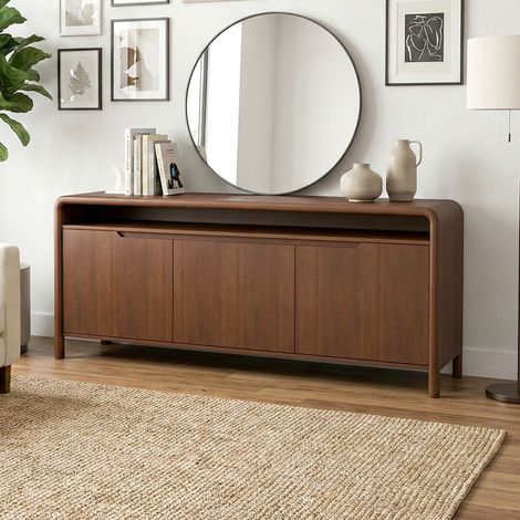 Buffet 3 portes 180x43x75cm en bois de manguier brun - BOHO