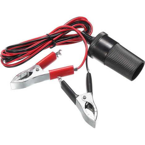 Adattatore di alimentazione per accendisigari da 12 V per batteria auto, con morsetto per spina accendisigari e sdoppiatore di corrente per pompa a batteria da campeggio.