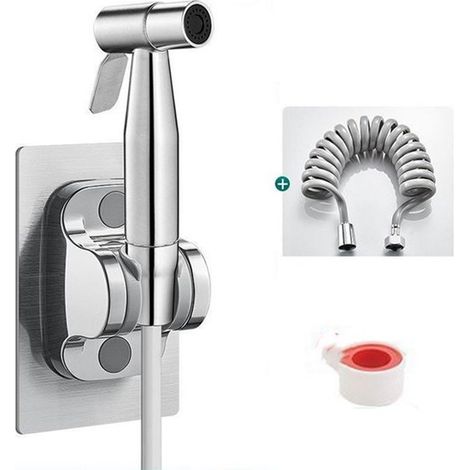Doccetta bidet, soffioni doccia, set bidet in acciaio inox, doccia vaginale, flacone per irrigazione post-parto, tubo flessibile da 300 cm incluso. (1/5)
