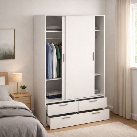 Armario 2 Puertas Frediana, Ropero Dormitorio con Perchero, 60.25x200h cm Blanco (1/5)