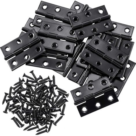 16 Edelstahl-Klappscharniere für kleine Türen, Möbel, Klaviere und Schranktüren mit Schrauben (1,75 Zoll, Schwarz)