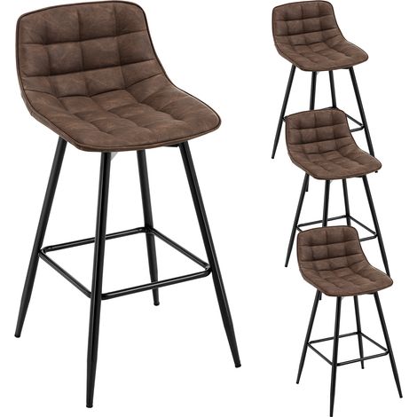 WOLTU Barhocker 4er Set, Tresenhocker Bistrohocker mit Rückenlehne Fußstütze, Barstuhl Küchenstuhl, aus Kunstleder Metallbeine, Braun (1/5)
