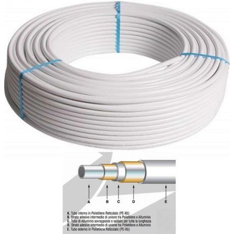 10 metri di TUBO MULTISTRATO AL/PEX 16X2 mm PVC NUDO A NORMA (1/2)