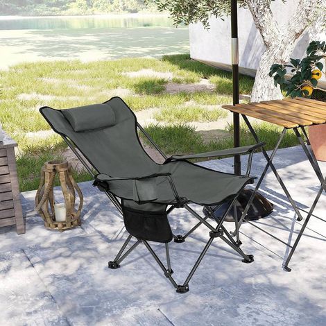 WOLTU 2er Set Klappbarer Campingstuhl Leichter Angelstuhl mit Lehne Getränkehalter grau