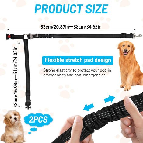 Ceinture de sécurité pour chien, laisse réglable et élastique pour voiture, harnais de sécurité pour animal de compagnie, attache universelle pour appui-tête