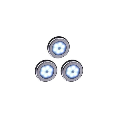 Lot de 3 luminaires LED avec détecteur de mouvement, à piles, avec fixation magnétique, pour dressings, armoires de cuisine, couloirs, escaliers, argent/noir (1/5)
