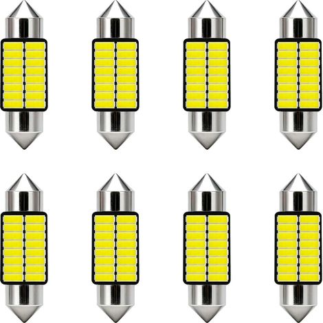 LED Car Bulb 8 Pack 31 MM, LED Dome Reading Bulbs, Car Interior Light Replacement for License Plate Map Dome Trunk Door Courtesy Footwell Light, No Polarity 12V 4W 16SMD 4014 LED (White) (1/5)