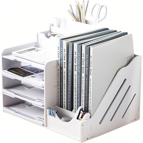 Porte-documents à 4 étagères, blanc, eR DL