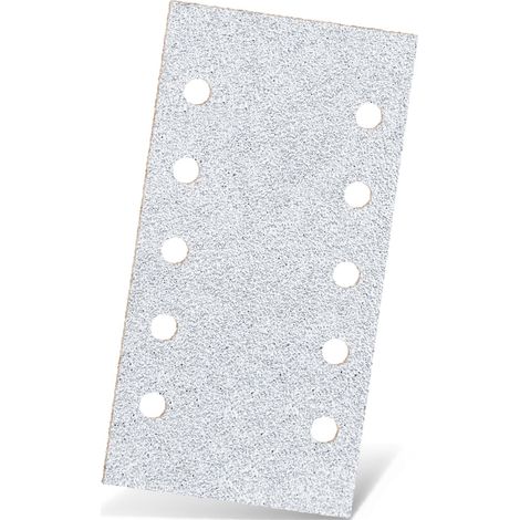 MENZER White Carte abrasive a gancio e anello, 230 x 115 mm, 10 fori, p. Levigatrici orbitali, Corindone normale (50 Pz.) G80