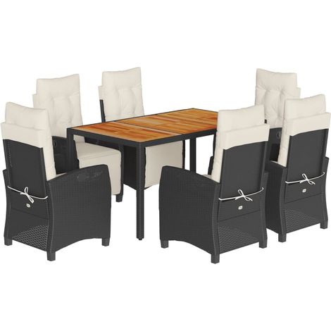 Maison Exclusive - 7-tlg. Garten-Essgruppe mit Kissen Schwarz Pol