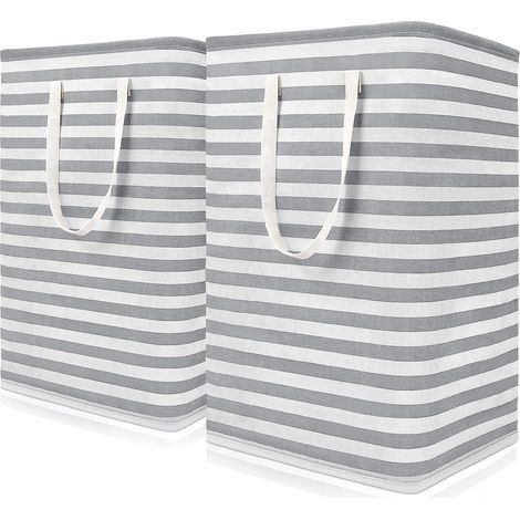 75L [Lot de 2] Paniers à Linge, Panier à Linge Autoportant avec Longues Poignées Renforcées, Grand Organisateur de Panier à Linge Imperméable, Paniers à Linge Pliables légers pour Le Linge, Vêtements, (1/5)
