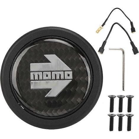 Bouton-poussoir de klaxon en fibre de carbone pour volant MOMO (6 boulons) - Pièces détachées automobiles modifiées (1/4)