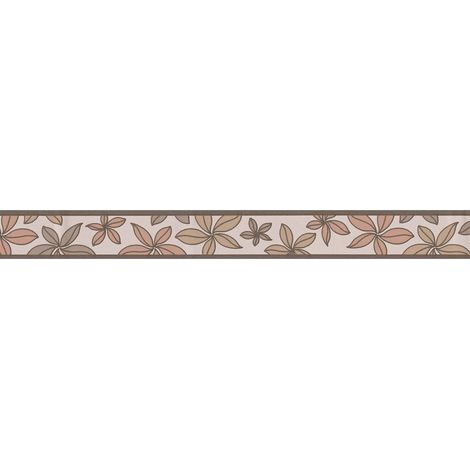 Frise papier peint fleuri pour salon Frise tapisserie marron & beige pour chambre adulte Frise murale motif fleur idéal couloir (1/3)