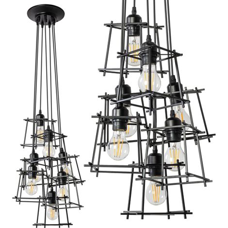 Pendant Lamp TOOLIGHT APP221-7CP Black 7-light points E27 50x50x60-100cm (1/5)