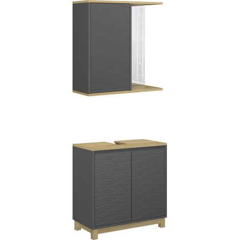 Badmöbel-Set Livia, Anthrazit/Eiche, 2 Teile, Vicco