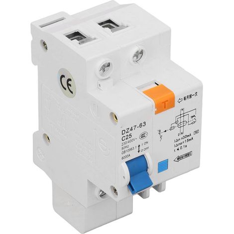 Disjoncteur 1P+N 25A CA avec protection contre les fuites à la terre 230V 400V DZ47LE‑63 C25 (1/5)