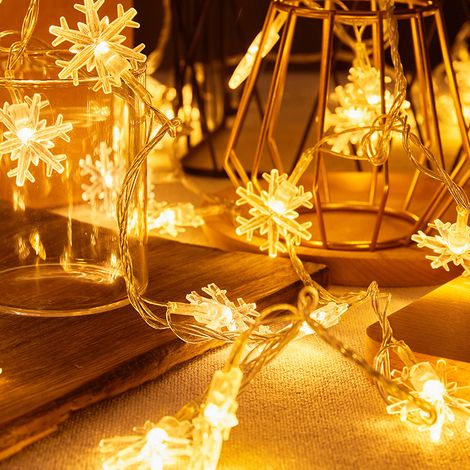 Guirlande lumineuse LED flocons de neige blanc chaud, décoration festive pour Noël et camping, fonction réglage de luminosité S21 (1/5)