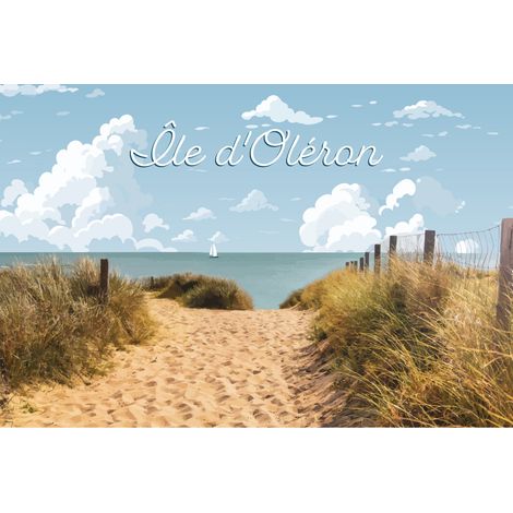 Tableau sur toile illustration Plage Oléron 30x45 cm - Impression sur Toile Murale Décorative - Image imprimée en HD sur Toile - Toile sur Châssis en Bois FSC - Fabriqué en France (1/5)
