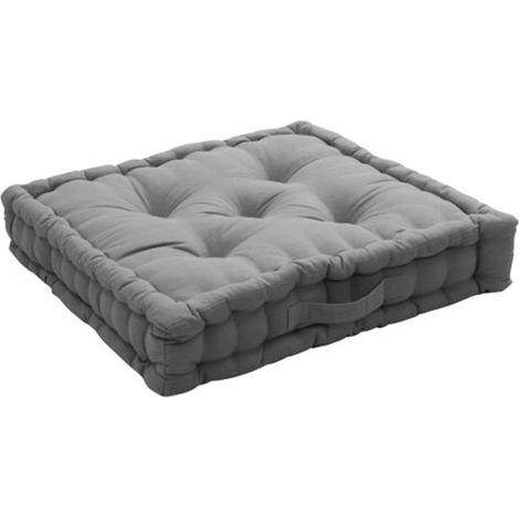 Homemaison – Coussin de sol 50 x 50 cm – Épaisseur 10 cm – Tissu 100% coton recyclé – Matelassé piqué 5 points – Poignée de déplacement